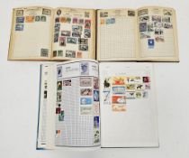 Three stamp album books containing various stamps including British and World, one album with stamps