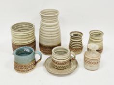 Group of Broadstairs studio pottery stoneware, impressed marks, variously impressed with bands of