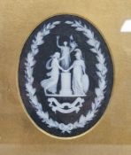 Wedgwood black and white basalt oval plaque named for James Roberts of the Fifth North Staffs Regt.,