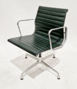 After Charles and Ray Eames for Vitra, EA117 swivel elbow chair, with green ribbed leather
