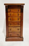 Victorian mahogany wellington chest, the rectangular top over seven graduated drawers, each with a