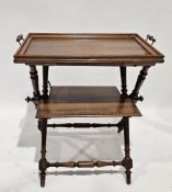 Victorian mahogany butler's tray on folding stand, the tray of rectangular form with raised