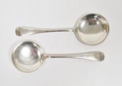 Two large silver serving spoons, George V, Sheffield 1927 by Hukin & Heath, 20.5cm long, 6.41ozt