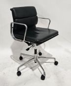After Charles and Ray Eames, an EA (208) swivel elbow chair, upholstered in green leatherette with