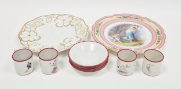 Richard Ginori part coffee service retailed by Saks of 5th Avenue, New York, printed with a clown