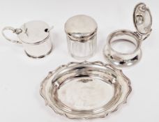 Collection of four silver items including a silver pin dish, Birmingham 1975, Hampton Utilities,