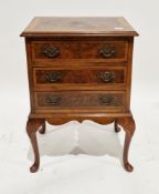 Early 20th century walnut and burr walnut chest in the Queen Anne manner, the rectangular top with