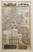 Herman Moll (1654-1732) Hand-coloured map of Oxfordshire with illustrations of Blenheim House, The