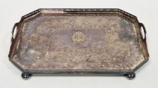 Early 20th century silver plated canted rectangular drinks tray, by Walker & Hall, stamped factory