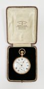 Early 20th century 9ct gold cased open-faced pocket watch, the enamel dial with Roman numerals,