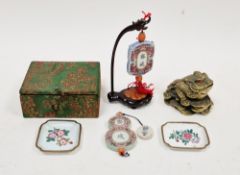 Chinese gilt-bronze model of a money toad, with red enamelled eyes, a small Thai porcelain gaming