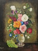 G. Riulland?? Grulland?? (20th century school) Oil on board Floral still life, indistinctly signed