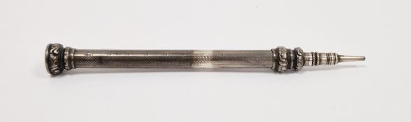 Late Victorian silver propelling pencil by Sampson Mordan & Co, with initialled seal top,