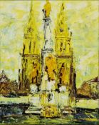 Blazenka Zvonkovic (Croatia, b.1970) Oil on canvas View of Zagreb Cathedral, signed lower right,