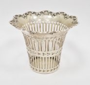 Edward VII silver pierced vase, Birmingham 1903, Hukin & Heath, of flared form, the rim with