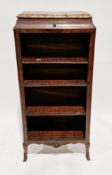 19th century French Louis XVI-style rosewood veneer and satinwood inlaid bookcase, the marble top