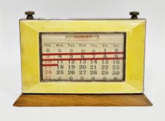 Art Deco silver and yellow guilloche enamel fronted perpetual calendar, Birmingham hallmarks, the