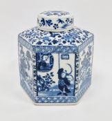 19th century Chinese porcelain hexagonal section tea canister and cover, apocryphal four-character