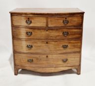 Early 19th century mahogany bowfronted chest comprising two short and three long graduated