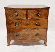 Victorian mahogany bowfronted chest of drawers with two short over two long drawers, 88cm high x