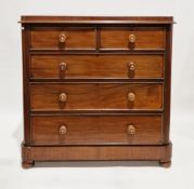Victorian mahogany chest, the caddy top over two short and three long graduated cockbeaded