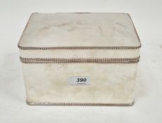 19th/early 20th century silver plate on copper tea caddy of rectangular form with gadrooned
