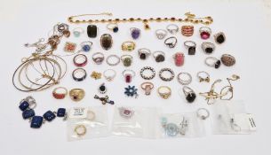 Quantity of lady's dress rings most being 925 silver, some set with colourful stones and other