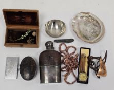 Mixed lot of collectables including a George III silver folding penknife with embossed scroll