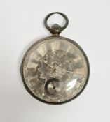 Victorian silver cased open faced key wind pocket watch, London 1870, the engraved silver dial