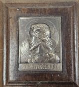 Art Nouveau white metal plaque by Jean Baptiste Emile Dropsy depicting an icon in relief of Jesus