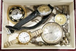 Late 19th/early 20th century white metal cased open faced fob watch, the silvered dial with roman