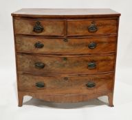 Early 19th century mahogany bowfront chest having two short and three long graduated cockbeaded