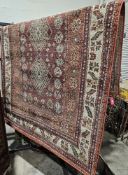 Large modern terracotta ground rug 'Orient' design by Ultimate rug with two central lozenges on