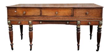 George IV/William IV mahogany adapted square piano, turned into a sideboard, with ebony stringing,