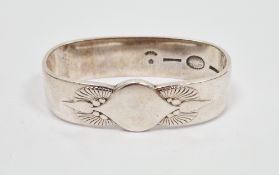 Georg Jensen of Denmark sterling silver napkin ring of oval form, with central empty cartouche