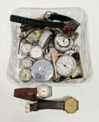 Quantity of watches, including Avia Olympic 17 jewel wristwatch, Smith's Empire pocket watch,