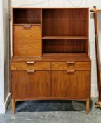 Mid century G-Plan teak side cabinet from the Brasilia range, the upper section with shelves and a