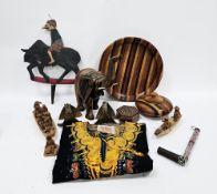 Mid-century specimen wood bowl, 34.5cm and a matching lidded pot together with a collection of