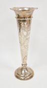 Edward VII large silver trumpet vase, London 1904, William Comyns & Sons, of plain form with