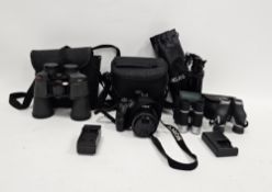 Sony Cyber-shop GPS camera with soft case together with a folding camera tripod and three sets of