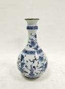 Chinese Export porcelain blue and white guglet, 18th century, painted with vases of flowers,