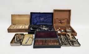 Collection of early to mid 20th century medical and scientific equipment including cased set of