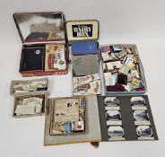 Mixed lot of ephemera and sporting items including cigarette and tea cards, photograph album