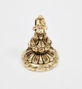 19th century yellow metal and cornelian set seal fob, the cornelian with monogram, ornate