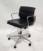 After Charles and Ray Eames, an EA (208) swivel elbow chair, upholstered in green leatherette with