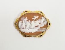Victorian gold-coloured metal mounted cameo brooch, the cameo carved depicting Apollo, God of the