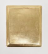 9ct gold cigarette case, engine-turned with inscription to interior dated 1936, marks slightly