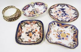 Composite group of Derby porcelain imari pattern dinnerwares, 19th century printed crowned D