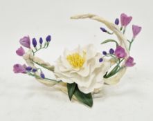 Boehm biscuit porcelain limited edition Swan Lake chamelia with freesia, no.46/10,386, dated 1988,