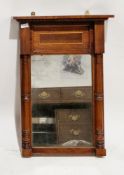 Regency style mahogany inlaid pier mirror, the moulded cornice above a rectangular plate flanked